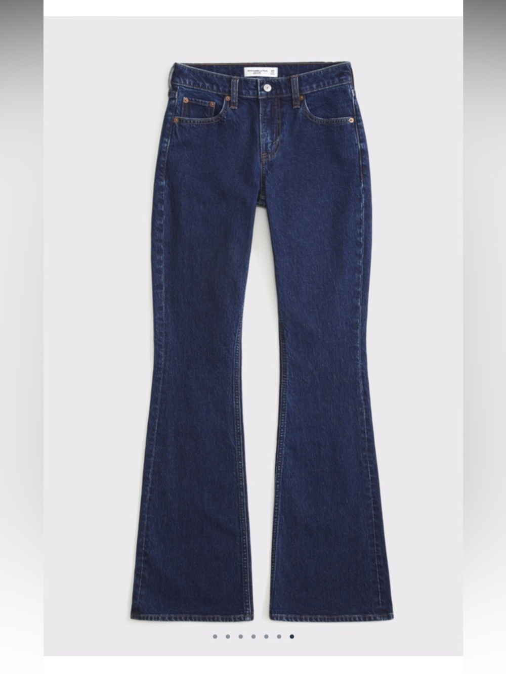 Like New Abercrombie & Fitch Women's Dark Wash Mid Rise Boot Cut Blue Jeans - Picture 2 of 9